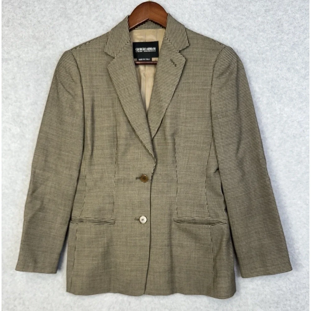 VTG Giorgio Armani 100% Wool Houndstooth A Milano Borgonuovo 21 Blazer Jacket 42